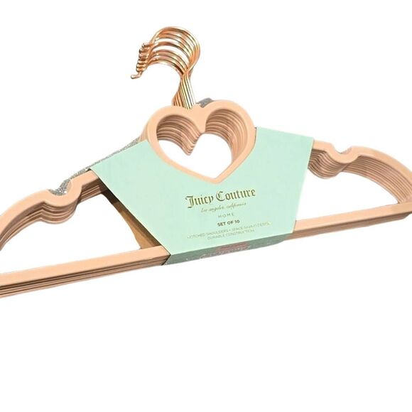 Juicy Couture Notched Shoulder Space Saving Heart Top Set of 10 Hangers- Pink - Picture 10 of 10